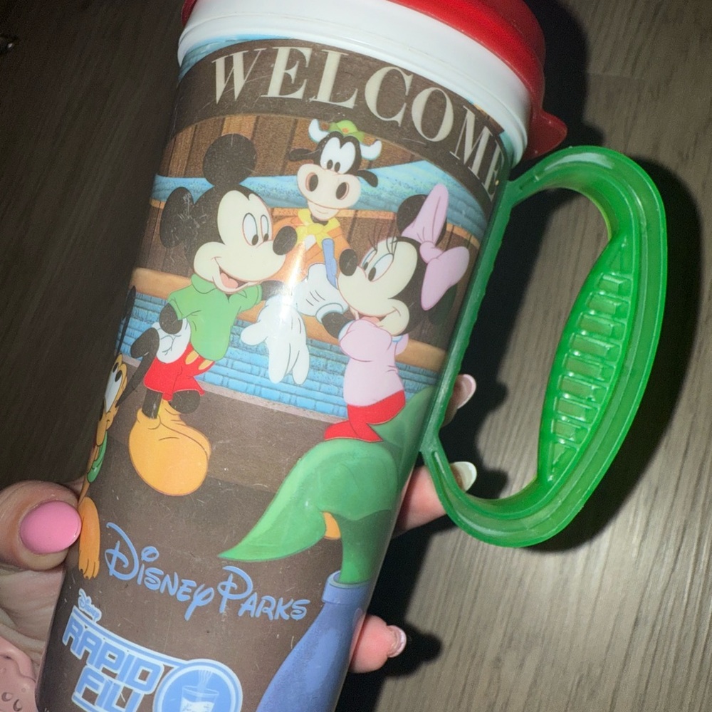 Disney Mug with Red Lid and Green Handle - Picture 3 of 5